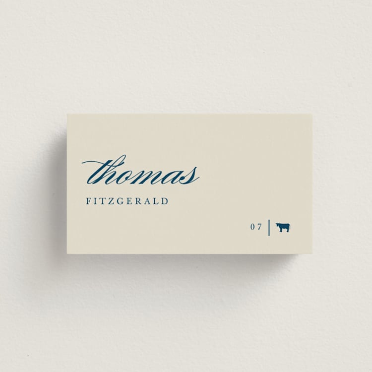 "Scripted" - Place Cards - Beef in Linen by Sierra Lee - Front