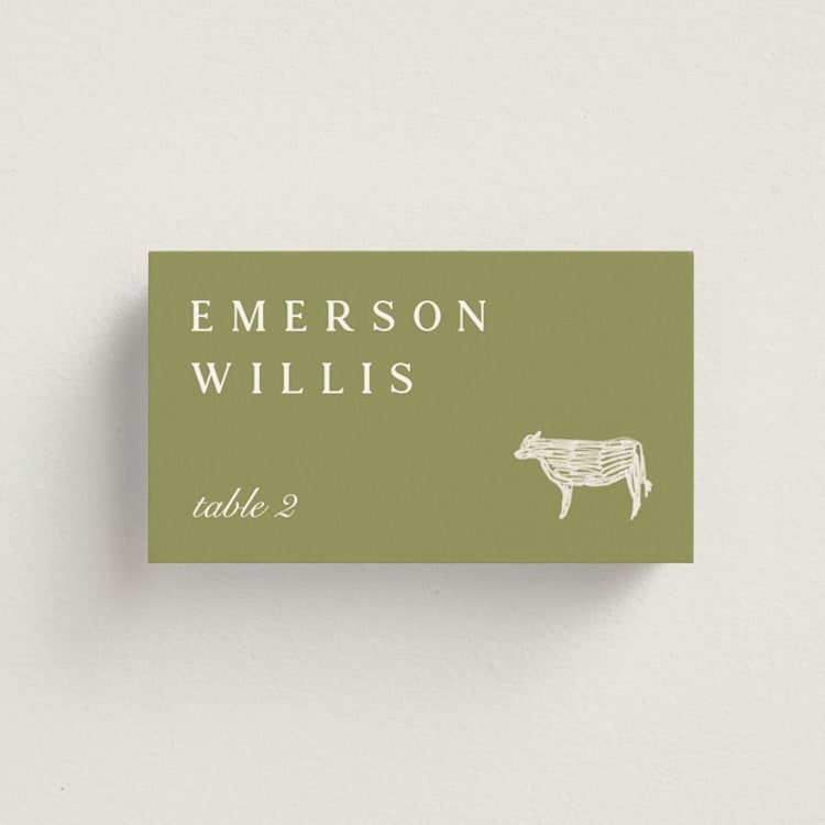 "Farm to Table" - Place Cards - Beef in Sage by Sierra Lee - Front