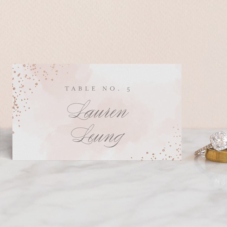 "Sparkling Champagne" - Place Cards in Blush by Kristie Kern - Front