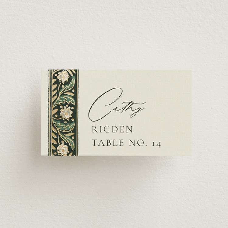 "Frame" - Place Cards in Emerald by Jen Owens - Front