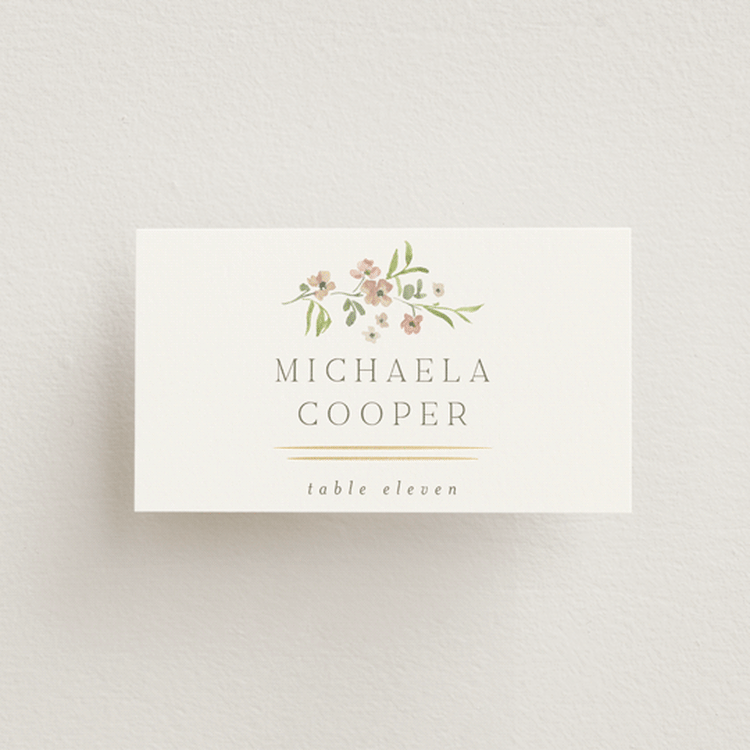 "Posy" - Place Cards in Blush by Everett Paper Goods - Front
