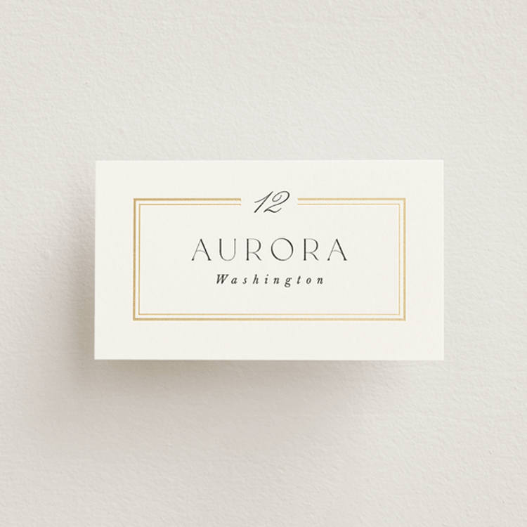 "Elegant Type" - Place Cards in Pearl by Leah Bisch - Front