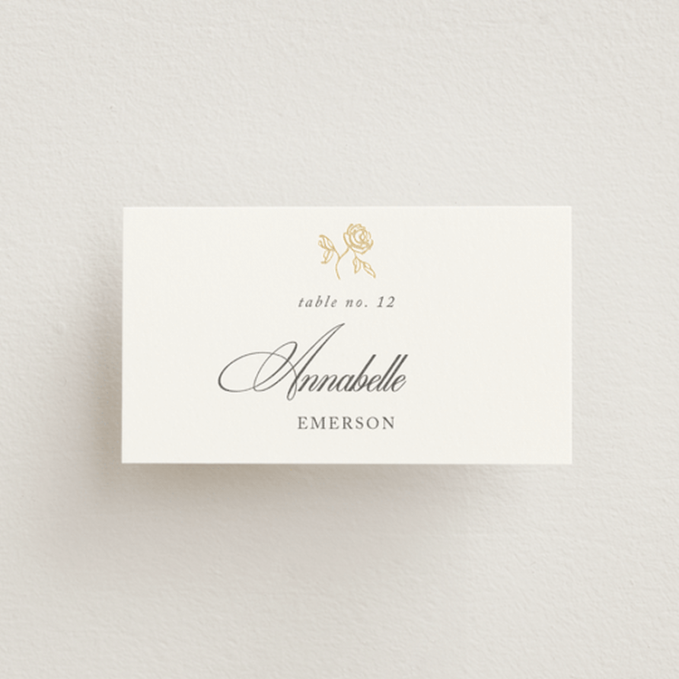 "Here With You" - Place Cards in Classic Bride by Design Lotus - Front