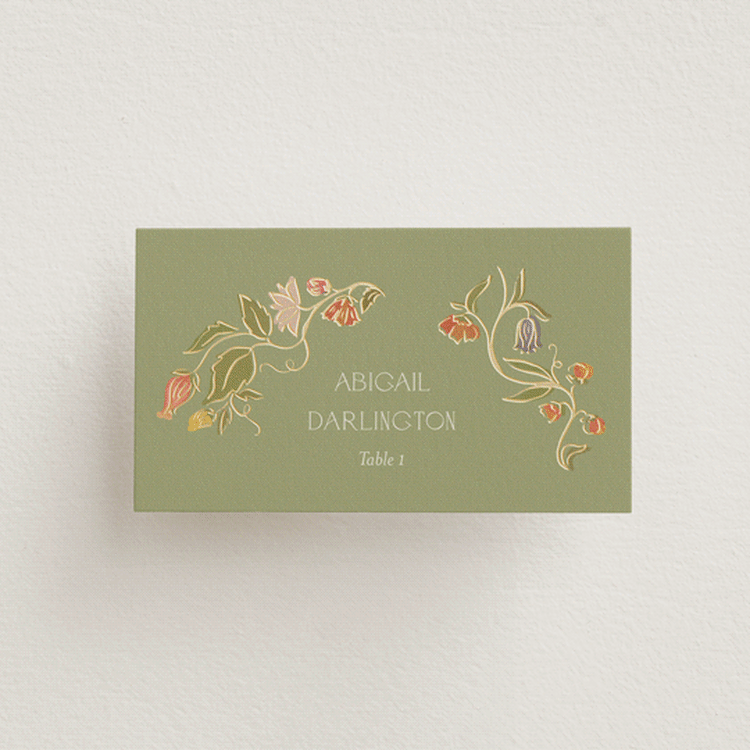 "Radiant Botany" - Place Cards in Mint by Simona Camp - Flat with Guest Name Printing