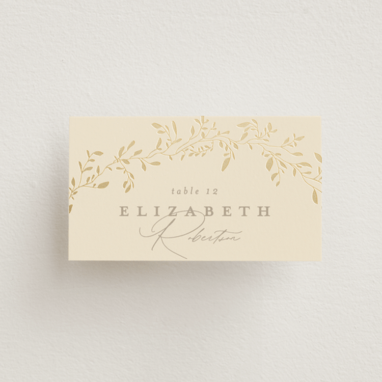 "Leafy Garland" - Place Cards in Sand by Creo Study - Front