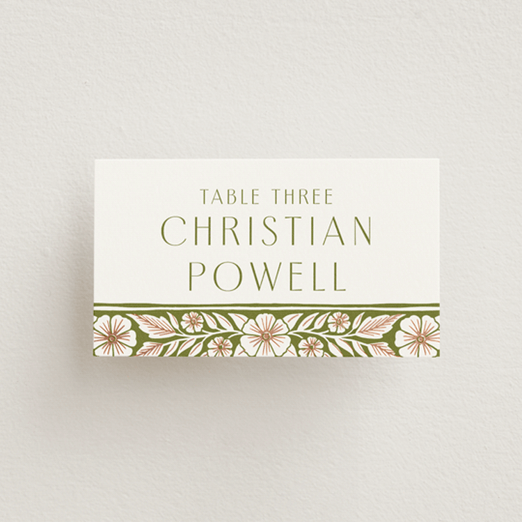 "Inlay Frame" - Place Cards in Avocado by Katharine Watson - Front