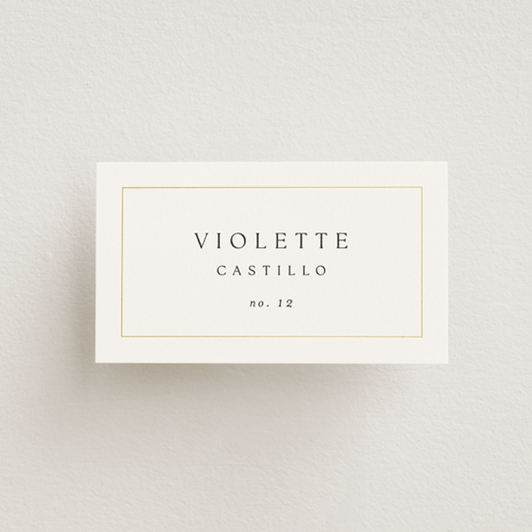 "Framed Monogram" - Place Cards in Silk by Kelly Schmidt - Front