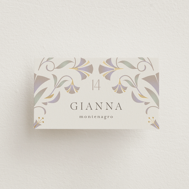 "Deco Nouveau" - Place Cards in Vanilla by lori jacobs wemple - Front