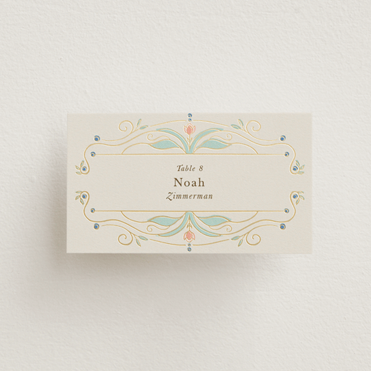 "Ornate Elegance" - Place Cards in Ivory by Maria Hilas-Louie - Front