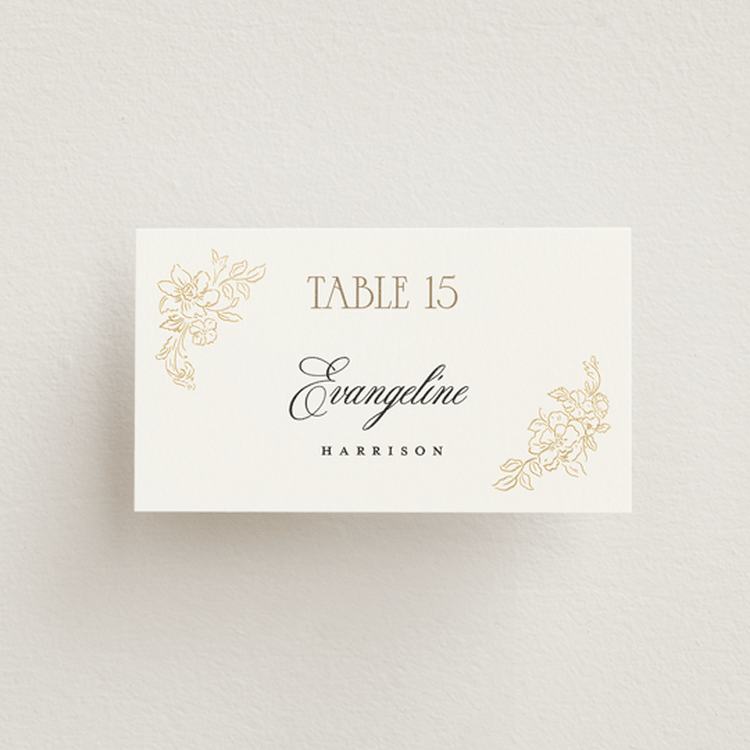 "Rococo" - Place Cards in Pearl by Jenna Holcomb - Front