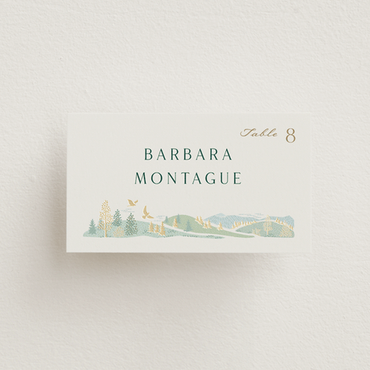 "Mountaintop" - Place Cards in Evergreen by Paper Sun Studio - Front