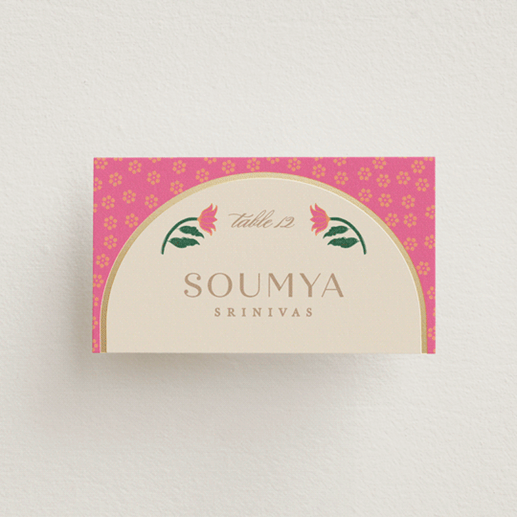 "Indian garden" - Place Cards in Pistachio by Creo Study - Front