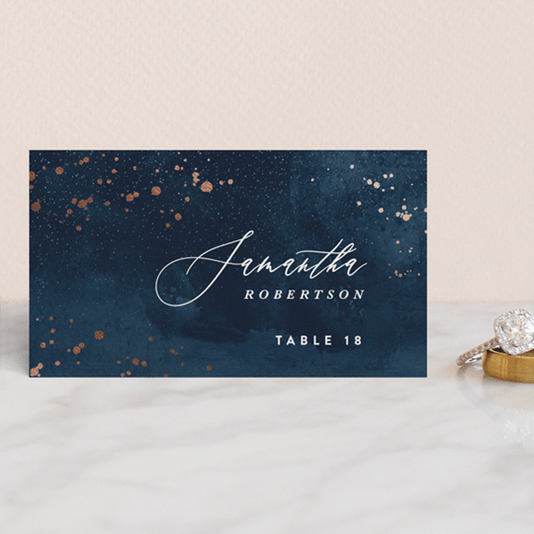 "Cosmos" - Place Cards in Midnight by Hooray Creative - Front
