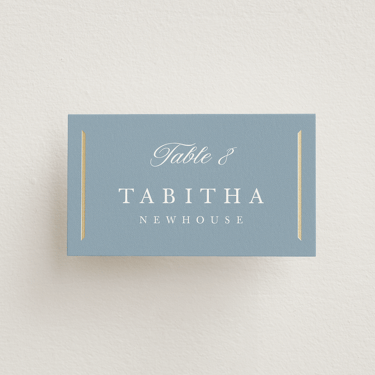 "Elegant bevel" - Place Cards in Dusty Blue by Stacey Meacham - Front