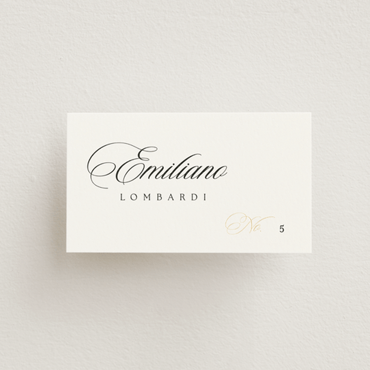 "Left Align" - Place Cards in Silk by Kelly Schmidt - Front