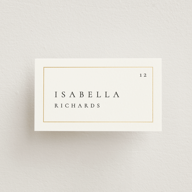 "Golden Ampersand" - Place Cards in Silk by Kelly Schmidt - Front