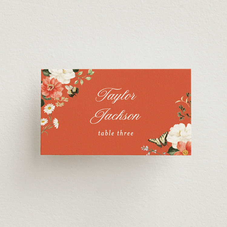 "Fleur" - Place Cards in Verona Sunset by Sarah Knight - Front