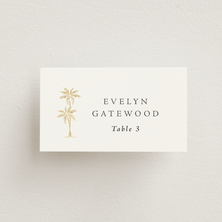 "Palm Monogram" - Place Cards in Stone by Olivia Raufman - Front