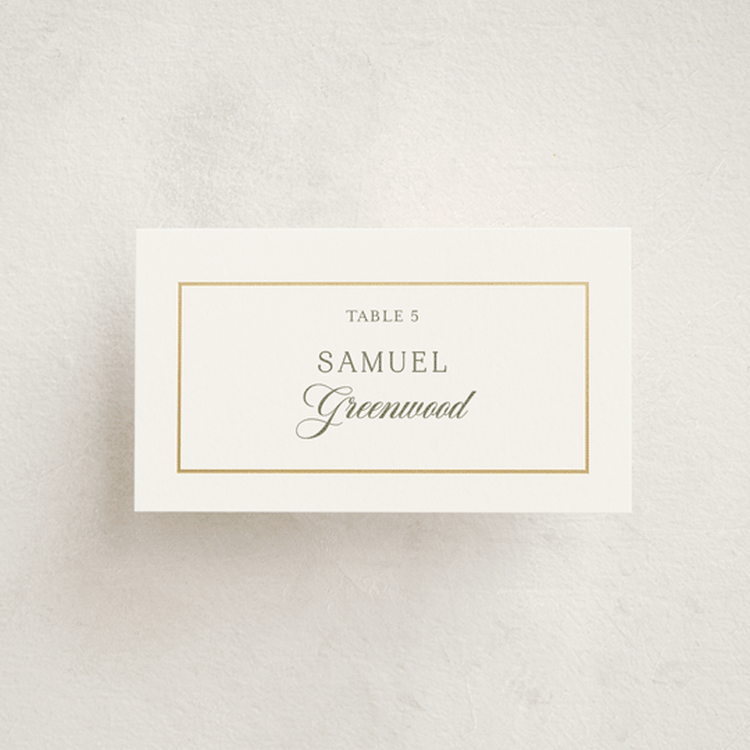"Country Elegance" - Place Cards in Sage by Lucrecia Caporale - Front