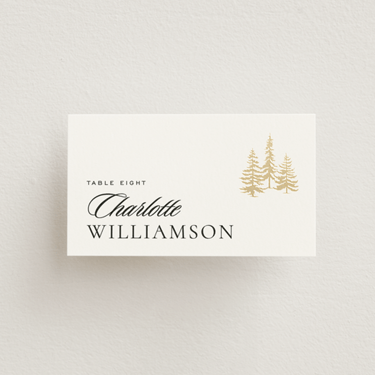 "Gilded Forest" - Place Cards in Snow by Stacy Maalouf - Front