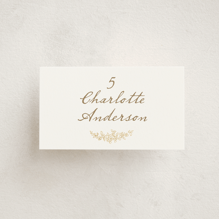 "Boho flower crest" - Place Cards in Ivory by Cass Loh - Front