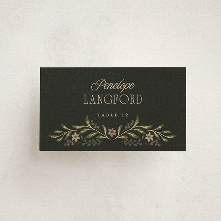 "Emilie" - Place Cards in Noir by Randi Cirelli - Front