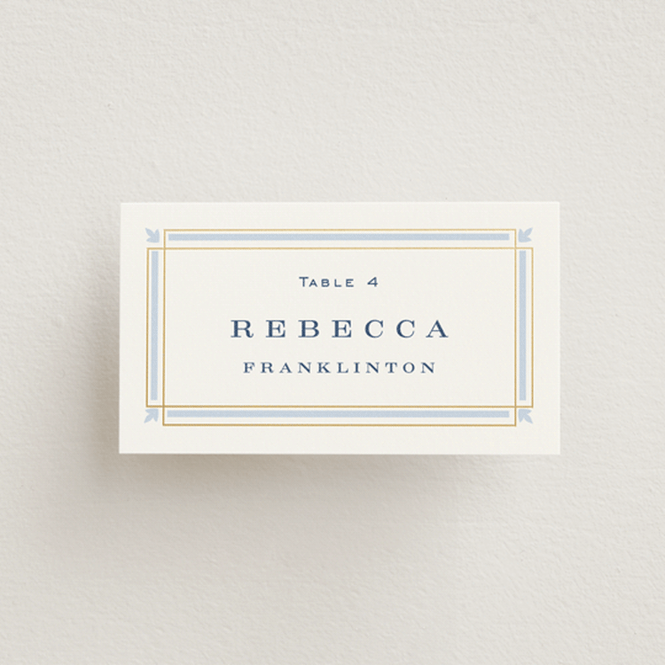 "Aurelia" - Place Cards in Dusty Blue by Janean Hinger - Front