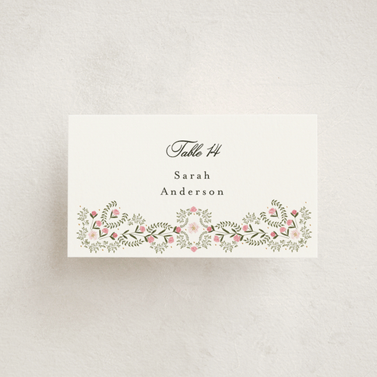 "Embrace" - Place Cards in Peony by Susan Moyal - Front