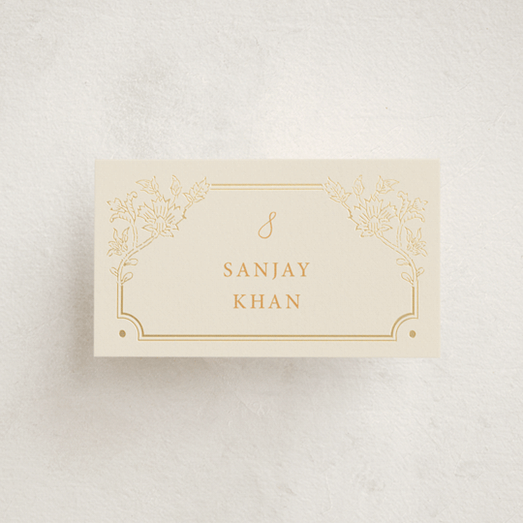 "Marigold" - Place Cards in Ochre by Hannah Bowman - Front