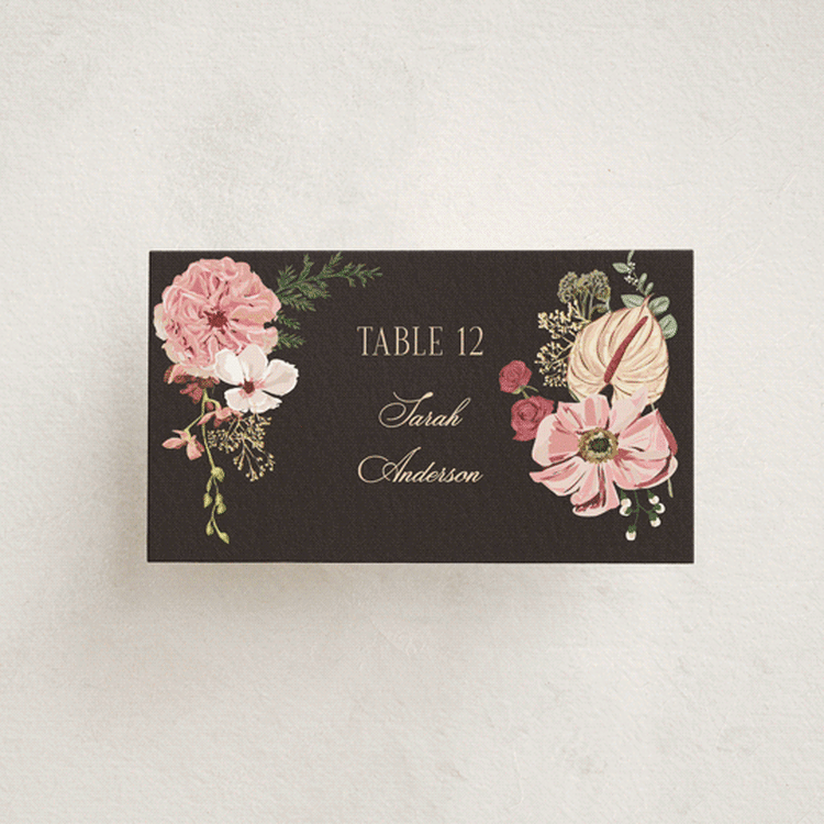 "Flouriishing" - Place Cards in Blush by Susan Moyal - Front