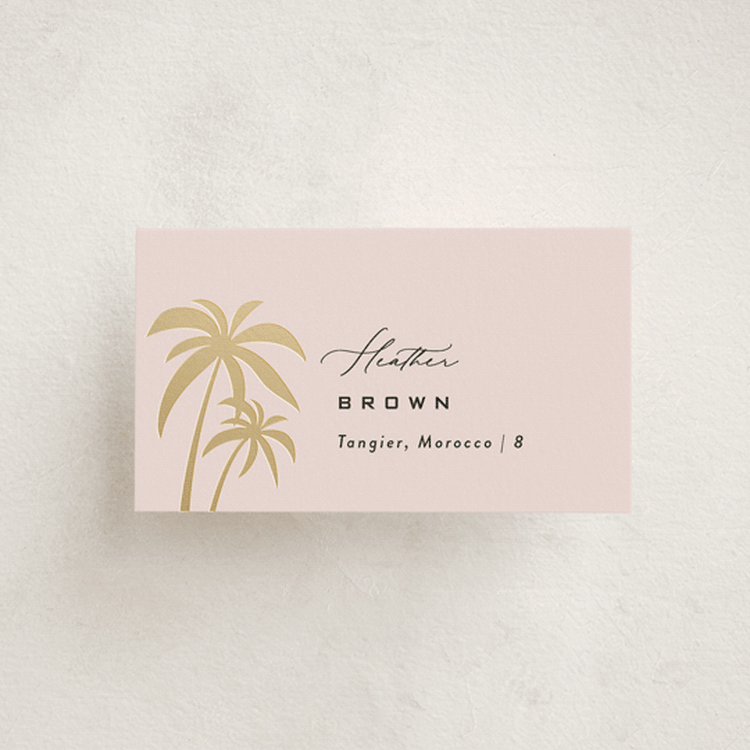 "tropical getaway" - Place Cards in Blush by Laura Hamm - Front