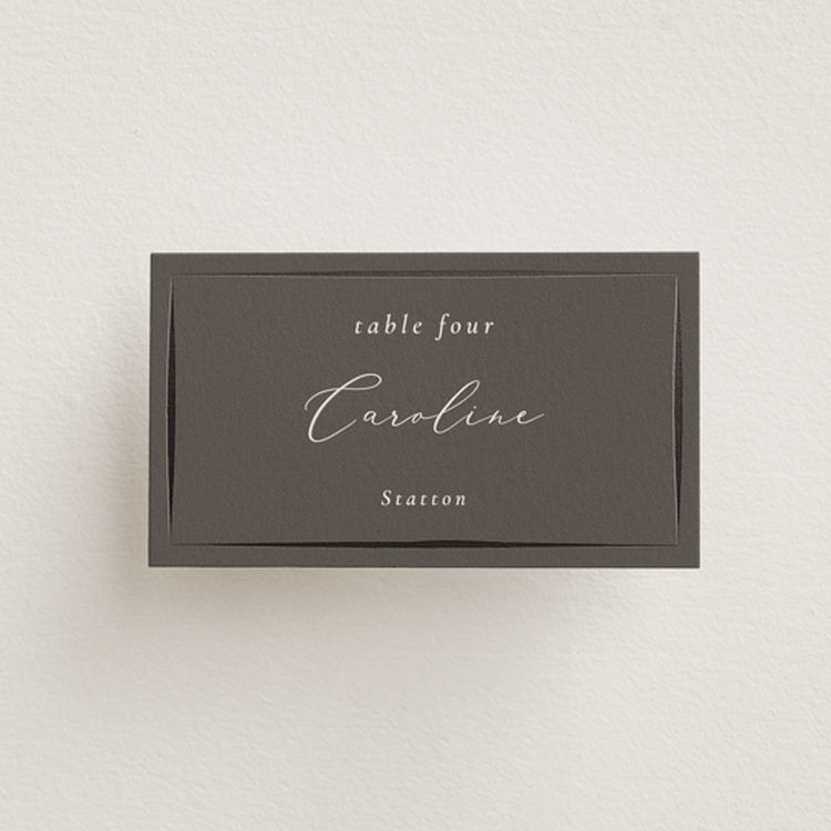 "Bow" - Place Cards in Tuxedo by Corinne Malesic - Front