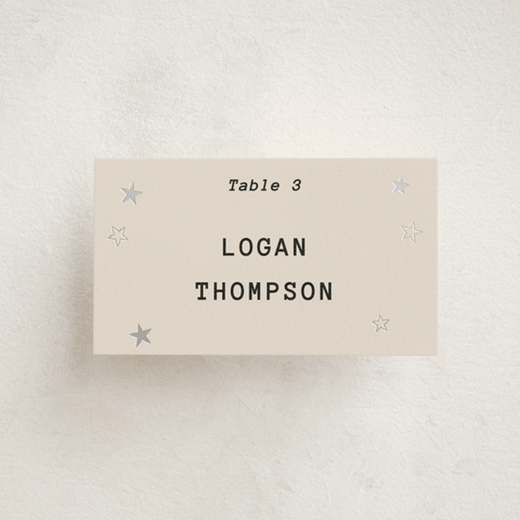 "Supernova" - Place Cards in Ecru by Jennifer Lew - Front