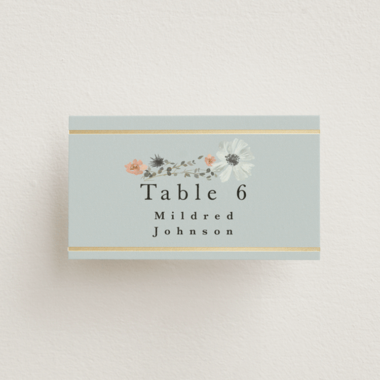 "Blue Garden" - Place Cards in Mist by Hannah Williams - Front