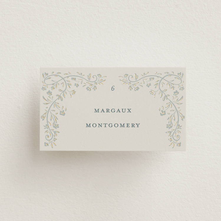 "Floral Romance" - Place Cards in Something Blue by Gwen Bedat - Front