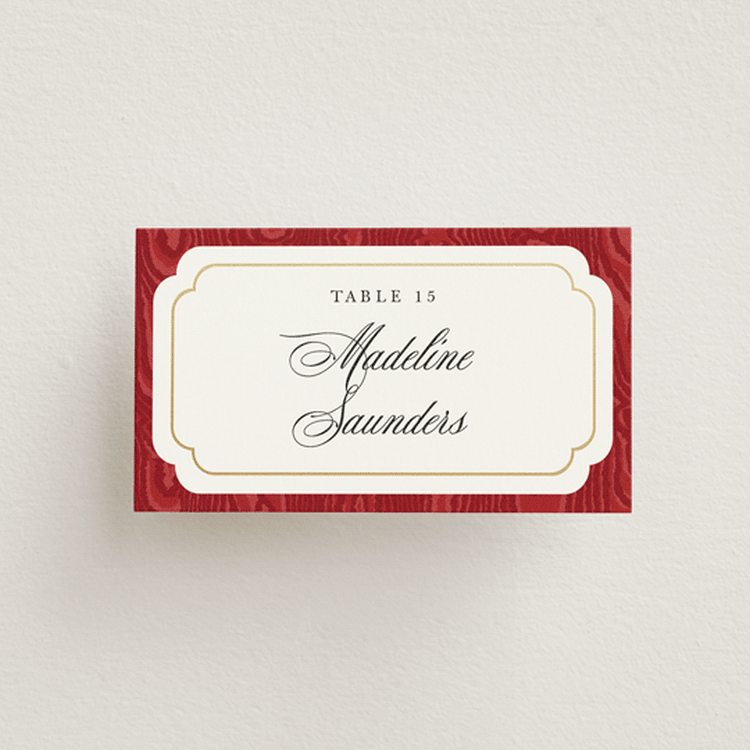 "Moiré" - Place Cards in Crimson by Studio Suku - Front