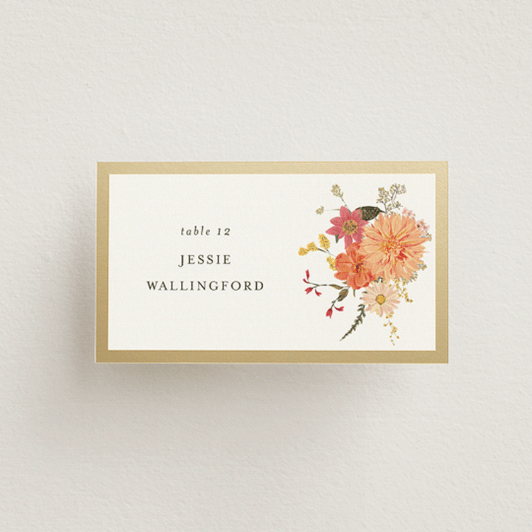 "Enchanting" - Place Cards in Burgundy by Susan Moyal - Front