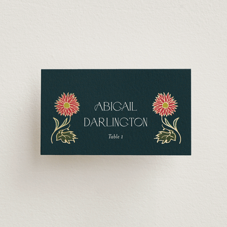 "Gilded Tapestry" - Place Cards in Midnight Garden by Simona Camp - Front