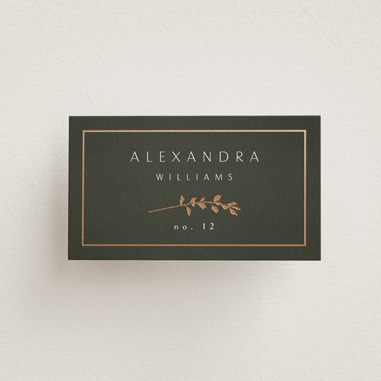 "Quince" - Place Cards in Ivy by Kelly Schmidt - Front