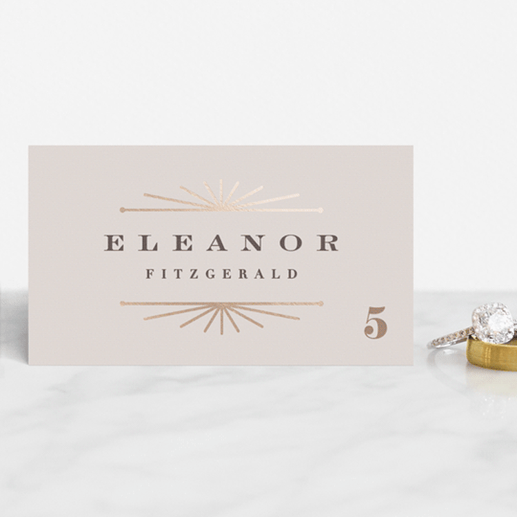 "Art Deco Border" - Place Cards in Blush by Hooray Creative - Front