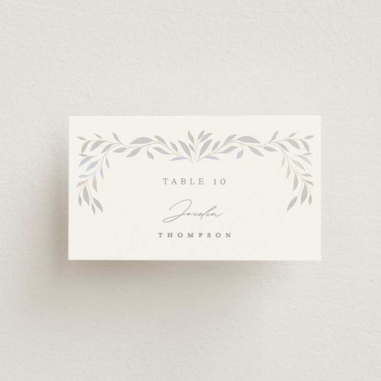 "Clarity" - Gloss-Press® Place Cards in Cloud by Ana Claudia Sharpe - Front with Free Guest Printing