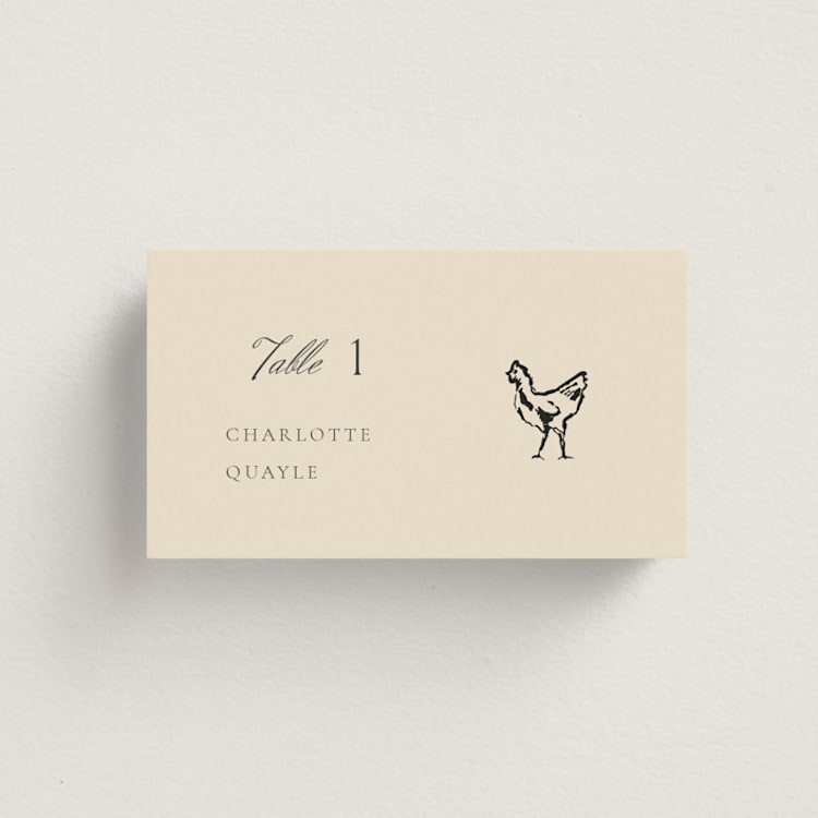 "Whimsical Watercolour" - Place Cards - Chicken in Chardonnay by Draft and Wed - Front