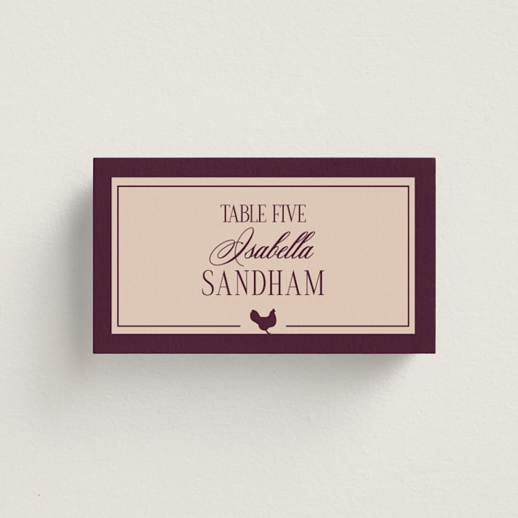 "Merlot" - Place Cards - Chicken in Cabernet by Hudson meet Rose - Front