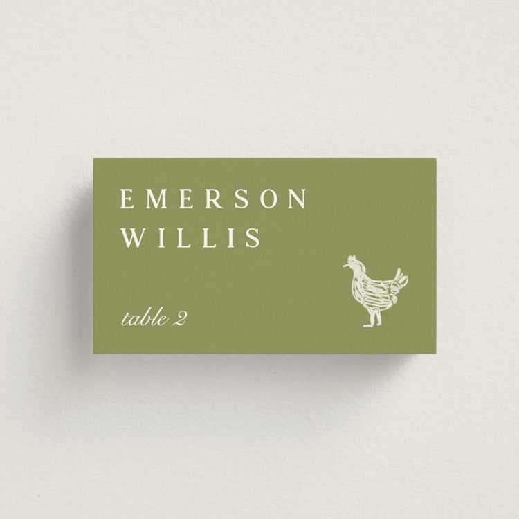 "Farm to Table" - Place Cards - Chicken in Sage by Sierra Lee - Front