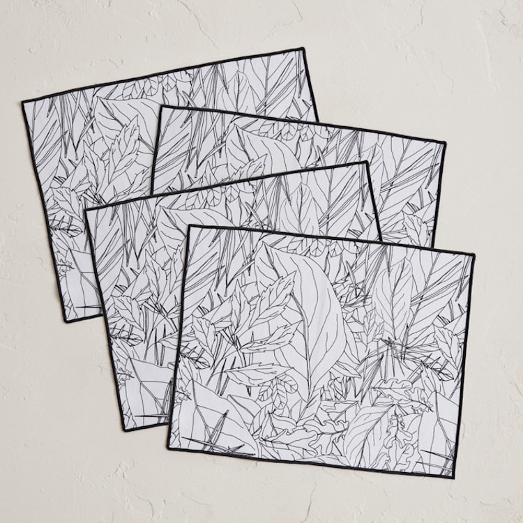 "Fallen Leaves" - Placemats in Silk by Catilustre - Placemats, Set of 4