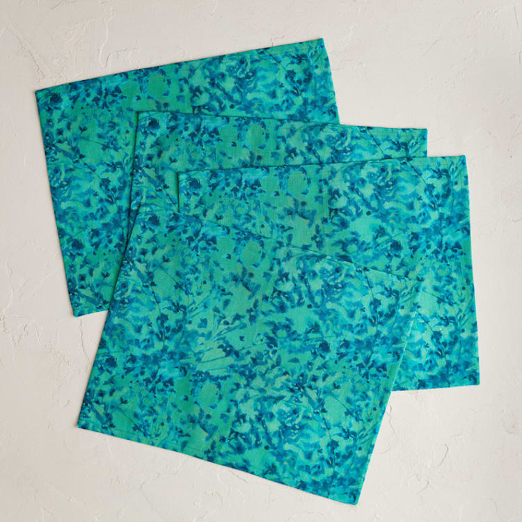 "Shifting: Spring" - Placemats in Aqua by Alysia Quisenberry - Placemats, Set of 4