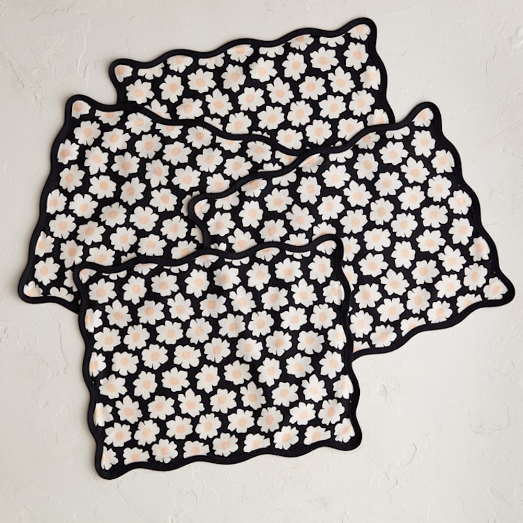 "Daisies" - Placemats in Midnight by Jennifer Holbrook - Placemats, Set of 4
