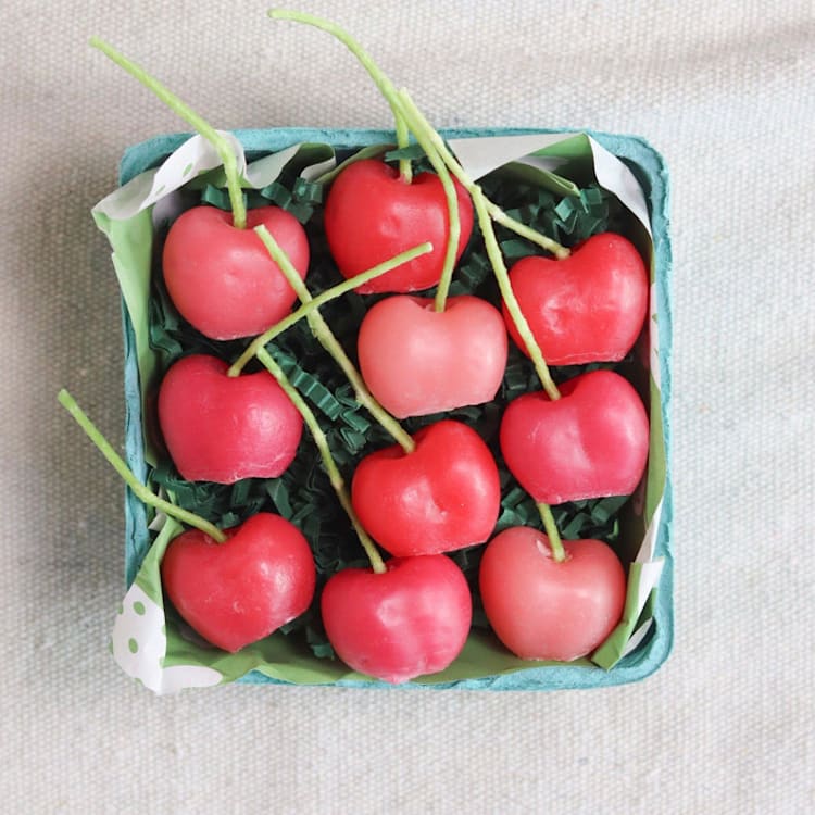 "Pink Cherry Birthday Beeswax Candles" - Party Candles in pink by Happy Organics