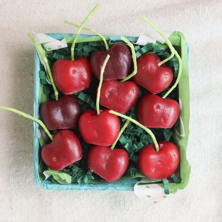 "Dark Red Cherry Beeswax Birthday Candles" - Party Candles in red by Happy Organics