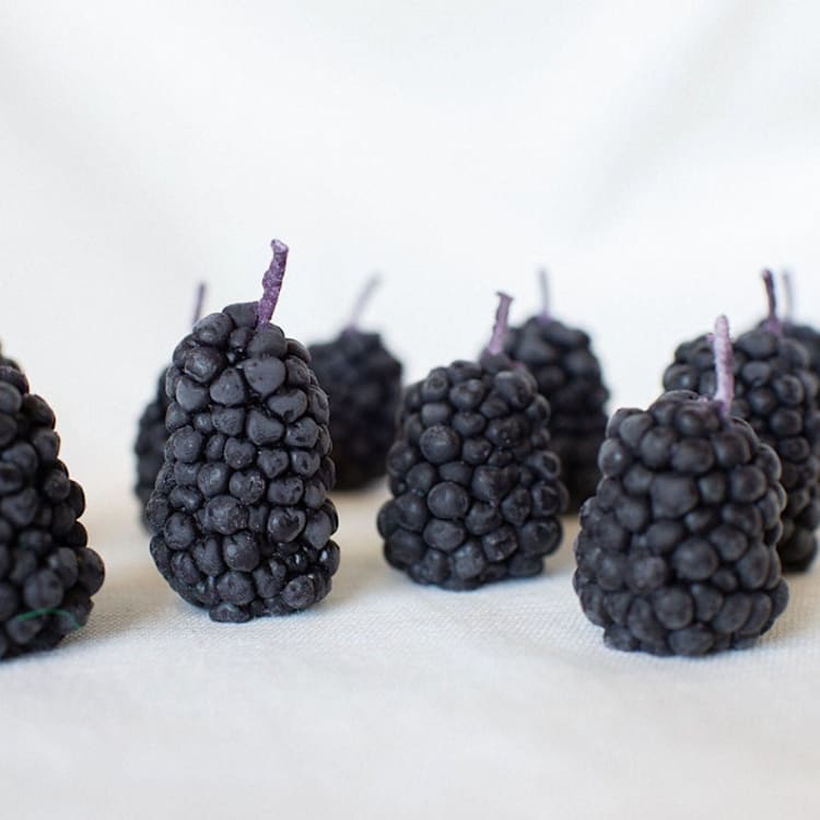 "Blackberry Beeswax Birthday Candles" - Party Candles in black by Happy Organics